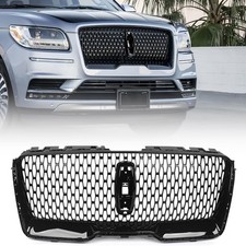 JOLONG Front Upper Grille Fit for Lincoln Navigator 2018-2021 Glossy Black picture