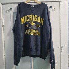 Vintage 90s Champion Michigan National Champions Sweatshirt XXL Made In USA 1997 picture