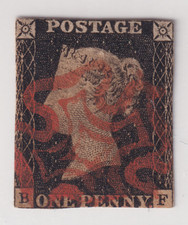 GB Scott #1 Penny Black - Intense Black w/ Bright Red Maltese Cross CV $765 picture