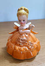 Vintage Joseph Originals Blonde Girl With Fan Orange Dress Figurine  picture