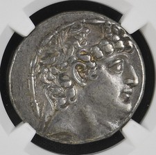 SELEUCID KINGDOM Philip I Philadelphus & Zeus NGC Silver Ancient Tetra Coin D633 picture