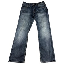 BKE Jake Straight Leg Jeans Mens 32x32 Blue Denim Medium Washed Rugged Stretch picture
