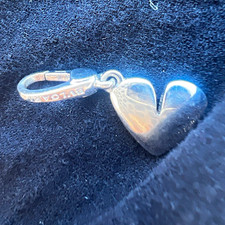 Bvlgari Signed Silver Tone Heart Dangle Charm Pendant Lobster Clasp picture