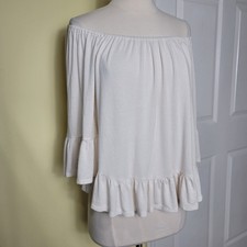 Ecote Urban Outfitters Cream Cold Shoulder Boho Indie Blouse Size S picture