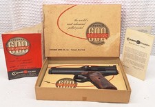 VINTAGE CROSMAN MODEL 600 SEMI-AUTOMATIC PELLET PISTOL 22 CAL N BOX W/ PAPERWORK picture