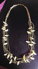 Vintage Liquid Silver 10 Strand MOP Bird Fetish Necklace picture