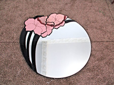 FABULOUS David Marshall MCM 1980s HUGE Round Iris Design Mirror Black&Lavender picture