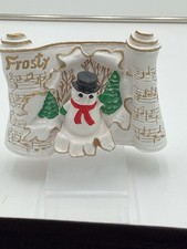 VTG 1989 Hershey Ceramic Mold Frosty The Snowman Music Scroll Holiday Decor  picture