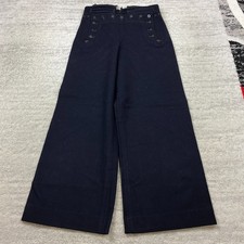 True Vintage US Navy Malone Wool Flared Pants 30 Blue 13 Button 30x28 30s 40s picture