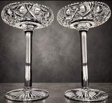 Pair American Pairpoint Brilliant Period Cut Crystal Compotes Tazzas 9” picture