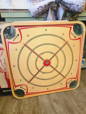 Vintage Wood Carrom Game Board Set MPN 106 w/ Original Box, Pieces, Dice & Rings picture