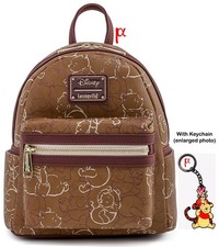 Loungefly Disney Winnie the Pooh Bear Sketch Backpack & Piglet Tigger Keychain picture