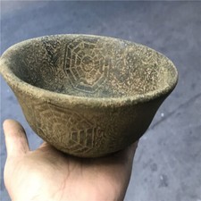 Antique Xiu Jade Ba Gua Bowl Pendant Old Jade Carving Ornament Collectible Decor picture