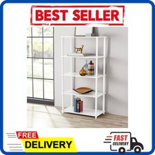 Mainstays 5 Shelf Bookcase White No Tools Assembly Storage Shelving picture