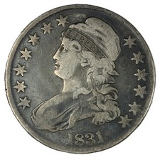 1831 50C Overton 108 Capped Bust Half Dollar- Choice VF  (ENV DMG)- SMH-2773 picture