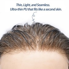 Ultra Thin Full PU Mens Toupee Human Hair Skin Base Replacement Hairpiece System picture