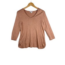 J. Jill Speckled V-neck Long Sleeve Shirt size Small Light Brown picture
