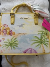 Betsey Johnson XOLALA Yellow Summer Beach Scene Crossbody Bag with Scarf picture