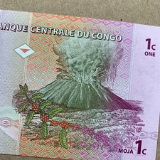 Volcano Note. Congo D.R. 1 Centime Banknote. Congolese Currency Paper Money Bill picture