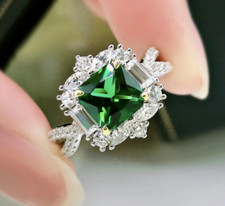 4.3Ct Asscher Cut Created Emerald Vintages Engagement Ring 14K White Gold Finish picture