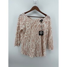 NWT Bobeau Womens Small Pink Zebra Soft Sweater Criss Cross Back picture