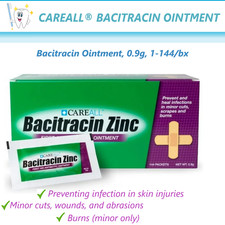 CareALL Bacitracin Zinc Antibiotic Ointment 0.9 g  1-144 Pkts/Bx, Paraben-free picture