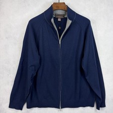 Kroon Sweater Mens 2XL XXL Blue 100% Cashmere Full Zip Luxury Preppy Stretch picture
