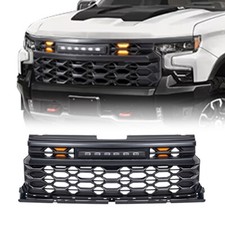 Front Armor Grille W/ Off-Road & Amber Lights For 2022-2024 Chevy Silverado 1500 picture