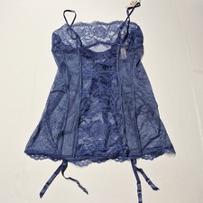 NWT Victoria's Secret Navy Blue Lace Corset Garter Slip Size XL Bustier Chemise picture