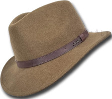 Oztrala Australian Wool Felt Hat Indiana Jones Fedora Men's Leather Band NEW XL picture