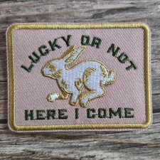 Lucky Rabbit Retro 70s 80s Style Lucky Charm Bunny Iron on Patch picture