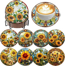 ijbnhd 8 Pcs Sunflower Diamond Art Coasters Kit, 4X4X0.1, Sunflower-1 picture