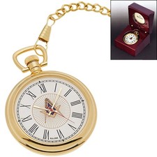 Bulova Gold Tone Masonic Pocket Watch and Matching Chain picture