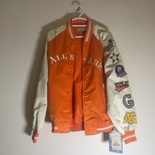 Negro Leagues All Stars Jacket Mens Large Orange Baseball JC Freeman Patches picture