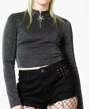 KILLSTAR After Midnight Long Sleeve Glitter Top XL NEW WITH TAGS picture