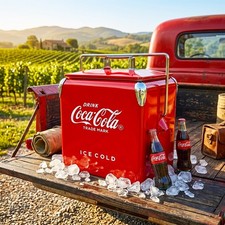 Coca-Cola 14Qt Metal Cooler Red Retro Ice Chest 18-Can Capacity Outdoor Picnic picture