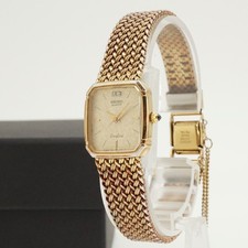 SEIKO Exceline 7321-5910 Quartz 2 Diamond Gold Tone Dress Women’s Watch 18mm picture