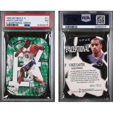 1999 Skybox E-X Vince Carter E-Xceptional Green /500 PSA Graded 7 NM #11 Raptors picture