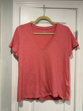 NWOT Madewell Size M Pink V Neck Short Sleeve Lightweight Slub Cotton Top picture