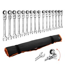 VEVOR Flex-Head Ratcheting Wrench Set Combination Wrench Set 30-Piece SAE Metric picture