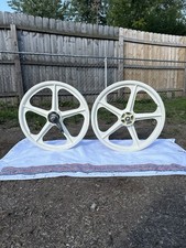 Old School White BMX Skyway Tuff ll 20in Mag Wheel Set Vintage OEM HARO MASTER picture