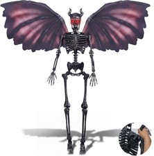 5 Ft Halloween Devil Skeleton Decor - Posable Life Size Bones Haunted Prop Set picture