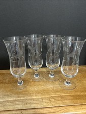 4 Vintage Princess House “Wheatgrass “ Etched Crystal Glass Stem Ware  picture