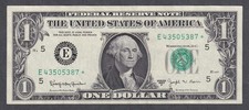1963B $1 JOSEPH BARR RICHMOND *STAR* Beautiful UNC Federal Reserve Note picture