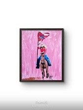 Rodeo Cowgirl Flag 8x10 Original Acrylic Painting Western Canvas Art Audra Deane picture