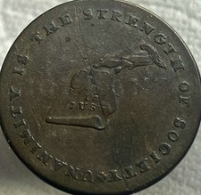1792-1794 Kentucky Token Scarce Colonial Copper Coin Genuine Authentic Die Crack picture