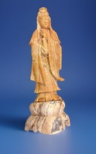 Vintage Chinese Hand Carved Soapstone Guanyin Kuan Yin Statue on Pedestal 10