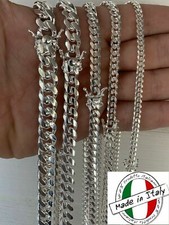 Cadena o Pulsera Cubana  Unisex Con Cierre Elegante Plata Solida 925 De ITALIA picture