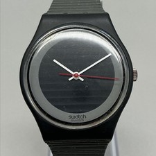 Vintage 1987 Swatch Gent Watch 33mm SILVER CIRCLE GA105 Gray Dial New Battery picture