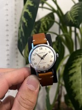 [ CARAVELLE ] Vintage Cream Dial Manual Wind Watch w/ Exhibition Back picture